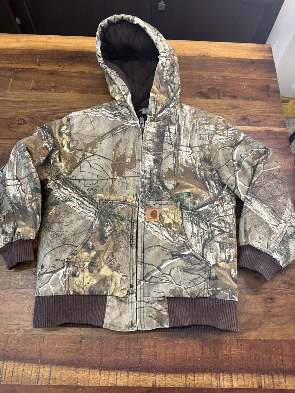 Carhartt Realtree Camo Jacket Youth M 10-12 Hooded Canvas Quilted Full Zip